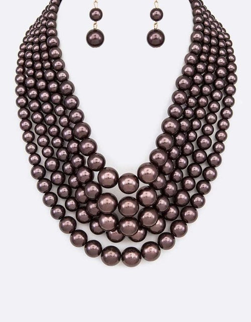 Load image into Gallery viewer, Layered Pearl Statement Necklace Set
