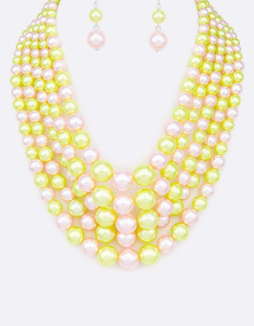 Load image into Gallery viewer, Layered Pearl Statement Necklace Set
