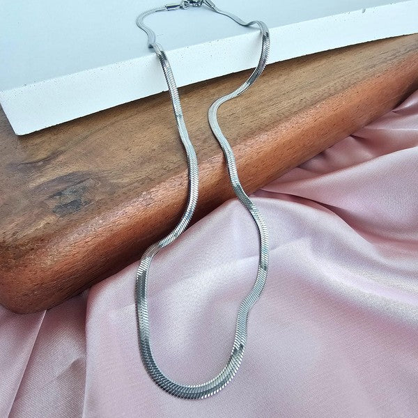 Luxe Silver Delicate Herringbone Chain - 18in