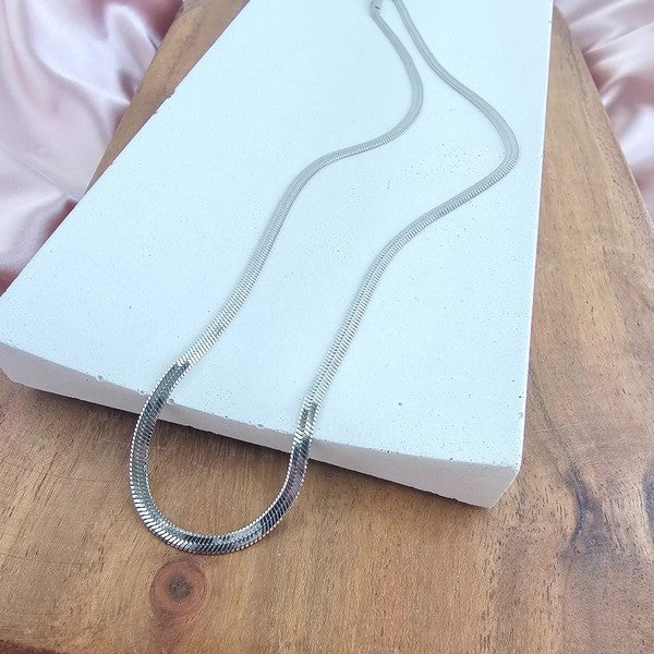 Luxe Silver Delicate Herringbone Chain - 18in